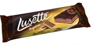 Lusette dark wafers with nougat filling and top chocolate coating 50g
